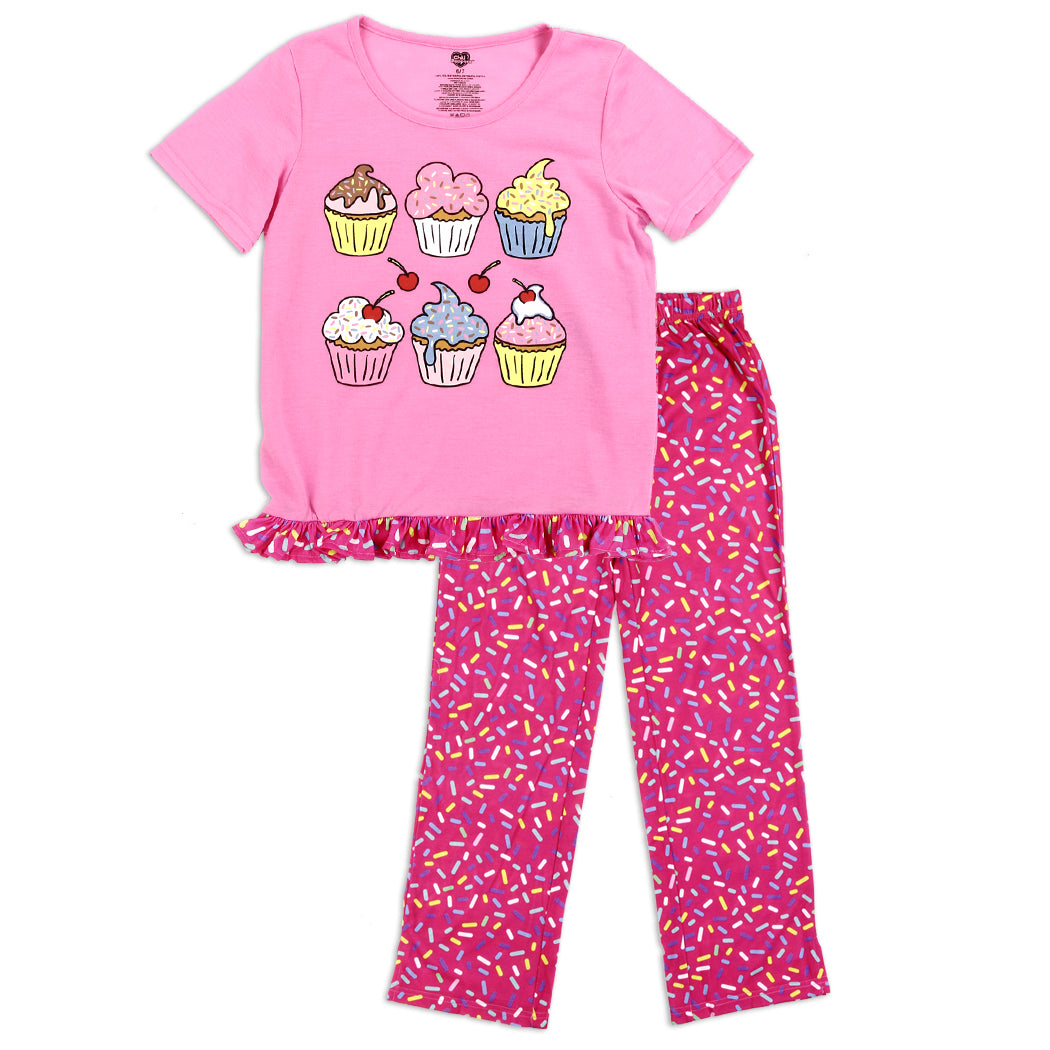 Girls 4-14 2-Piece Sleepwear Set - Cupcakes (Pack of 6)