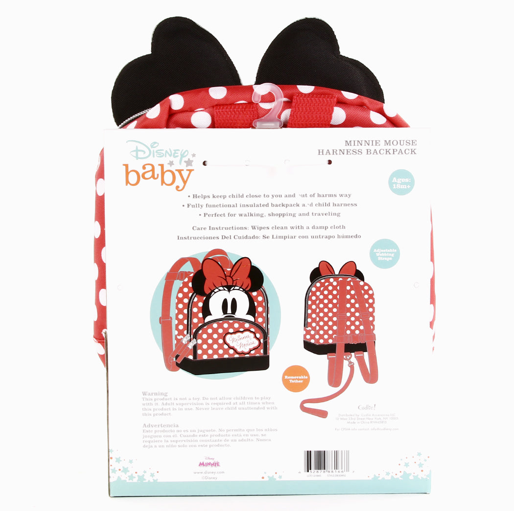 MINNIE MOUSE Mini 10" Backpack with Harness & Lead (Pack of 3)