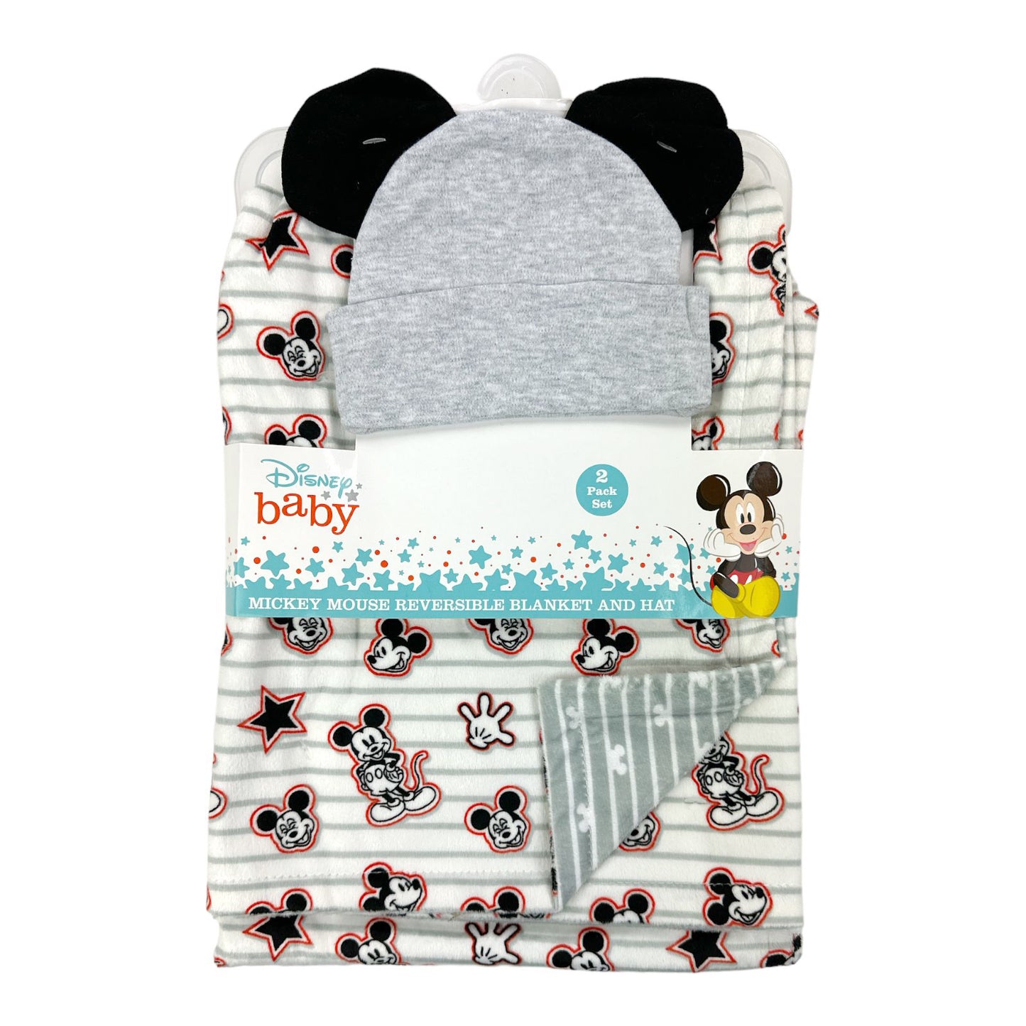 MICKEY MOUSE Soft Lightweight Baby Blanket w/ Hat (Pack of 4)