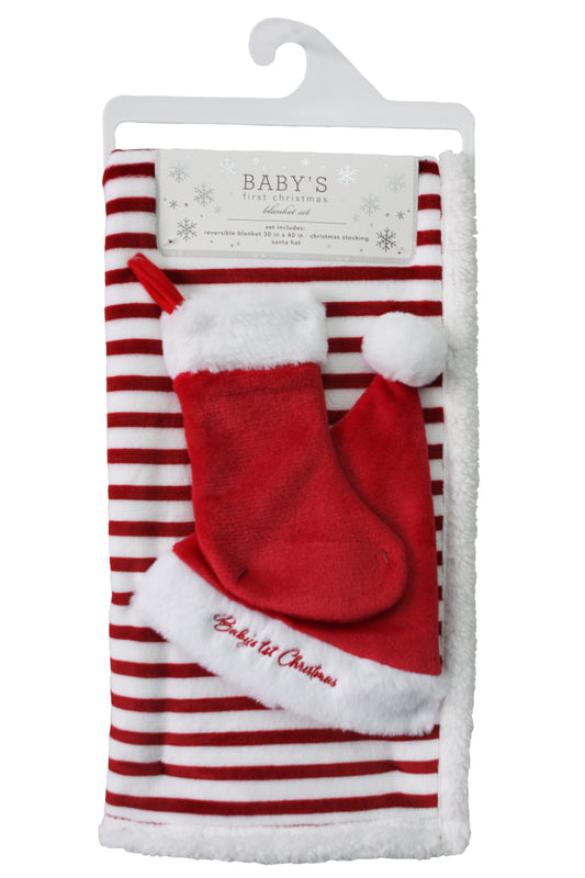 BABY'S FIRST CHRISTMAS Plush Baby Blanket Gift Set (Pack of 4)