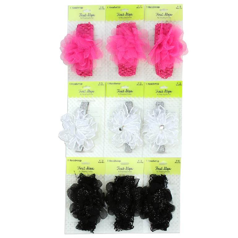 FIRST STEPS BABY GIRLS 0-12M HEADBANDS (Pack of 9)